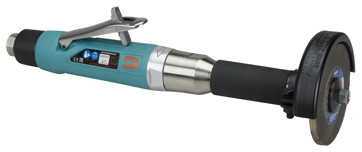 4" (102 mm) Dia. Straight-Line Type 1 Extension Wheel Grinder: 1 hp, 12,000 RPM, Rear Exhaust, 3/8"-24 Spindle Thread