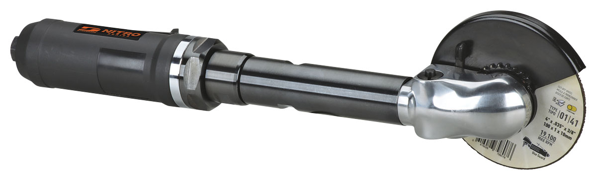 4" Dia. Extension Cut-Off Tool, Right Angle, 14,000 RPM: 3/8"-24 Spindle, Rear Exhaust